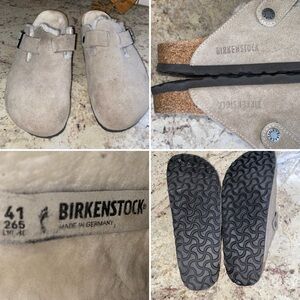 BIRKENSTOCK Boston Sherpa Unisex Clog Stone Coin EU42 L10 M8 EUC